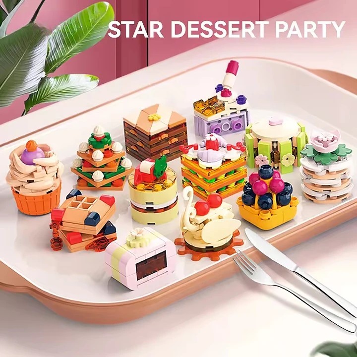 Food Series Afternoon Tea Cake Sweet Dessert Decorative Small Particle Building Block Brick Toy Sets for Children - Image 9