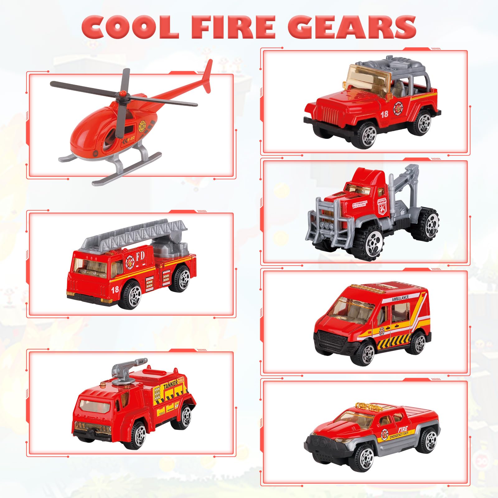 Fire Station Toys Building Block Set Diecast Garage Track Alloy Metal Design Parking Lot Game Plastic Toy - Image 5