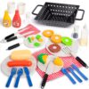 34 Pcs BBQ Play Grill Kitchen Toy Set Barbecue Cooking Play Set With Realistic Light Sound for Kid - Image 16