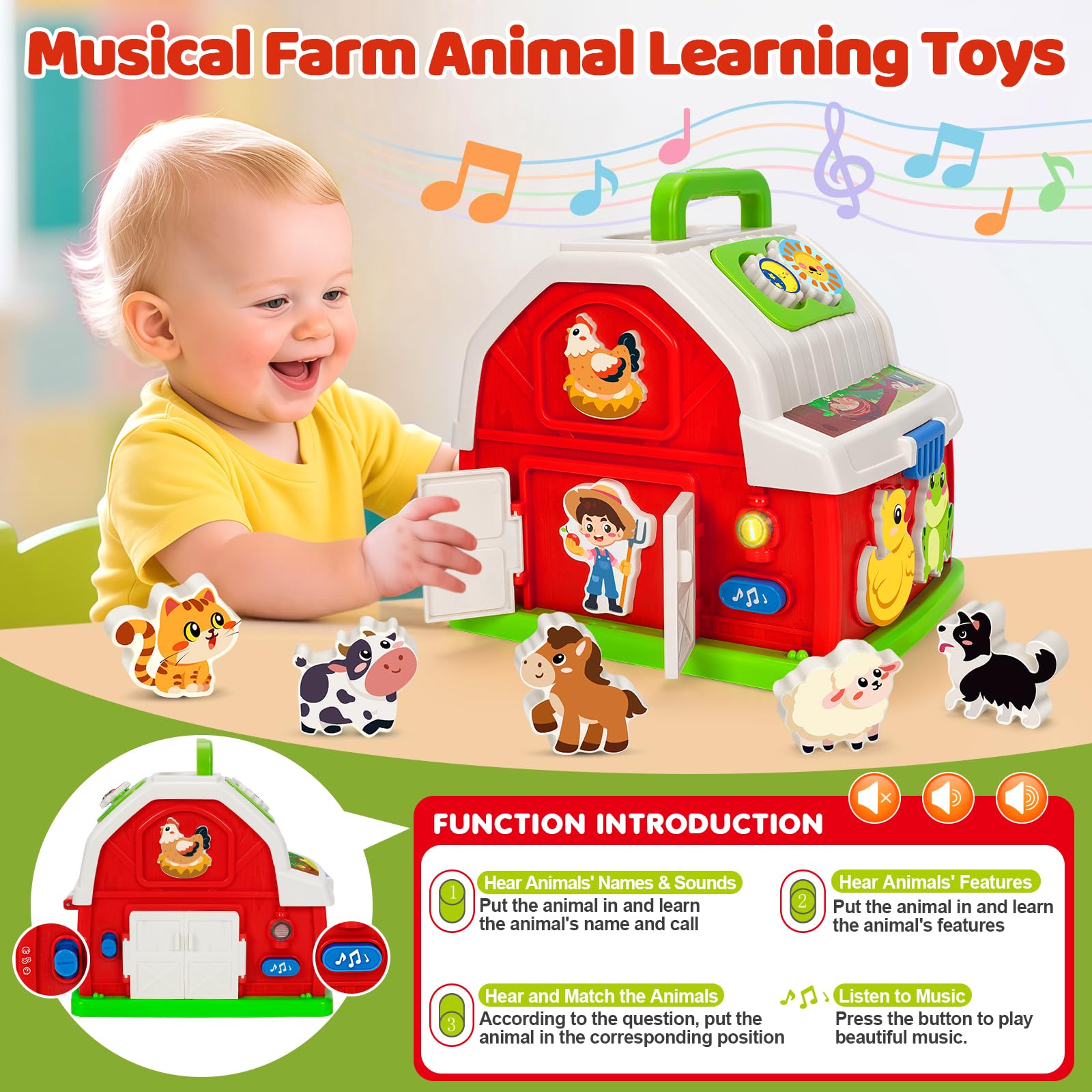 Learning Moving Infant Children’s Plane Elephant Player Doll Kids Music Toys Musical Barn Farm Animal Set - Image 3