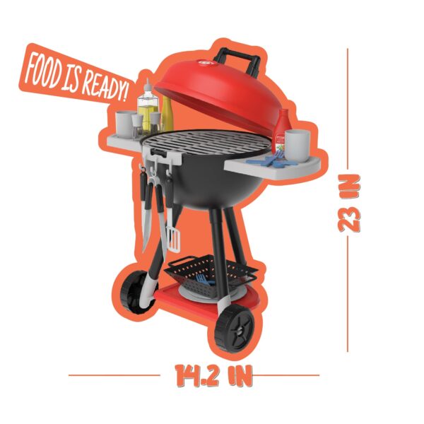 34 Pcs BBQ Play Grill Kitchen Toy Set Barbecue Cooking Play Set With Realistic Light Sound for Kid - Image 14