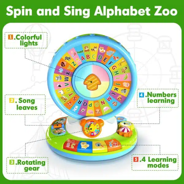 Montessori Baby Interactive Ferris Wheel Spin and Sing Alphabet Zoo Educational Toys for Kids Learning - Image 21
