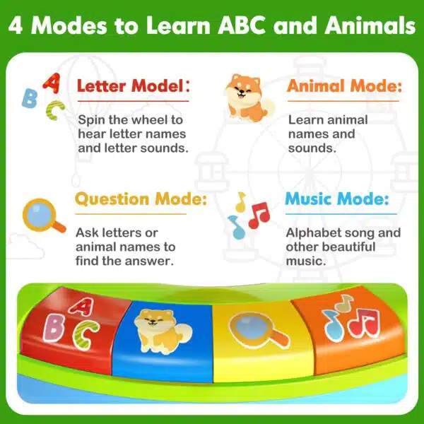 Montessori Baby Interactive Ferris Wheel Spin and Sing Alphabet Zoo Educational Toys for Kids Learning - Image 18