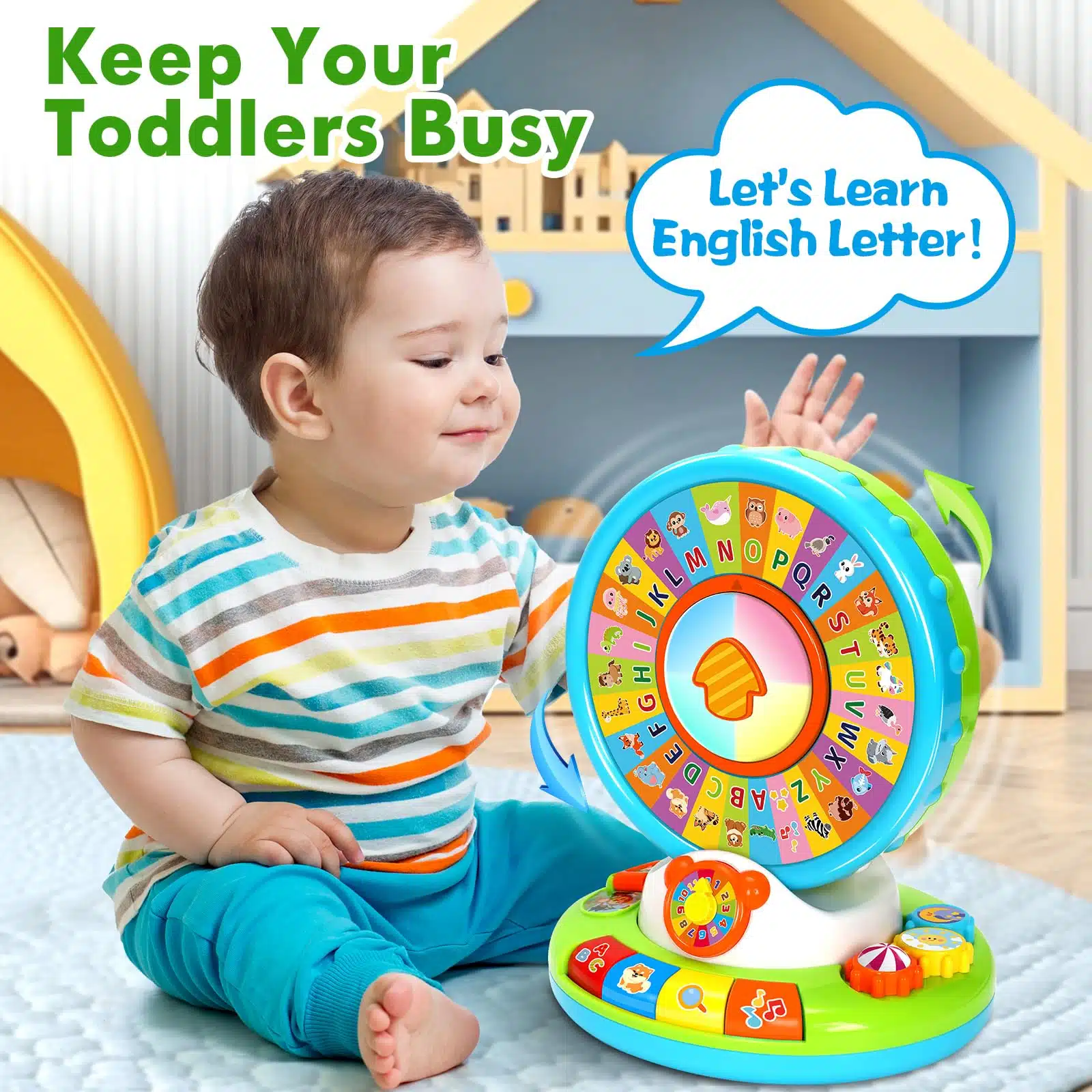 Montessori Baby Interactive Ferris Wheel Spin and Sing Alphabet Zoo Educational Toys for Kids Learning - Image 11