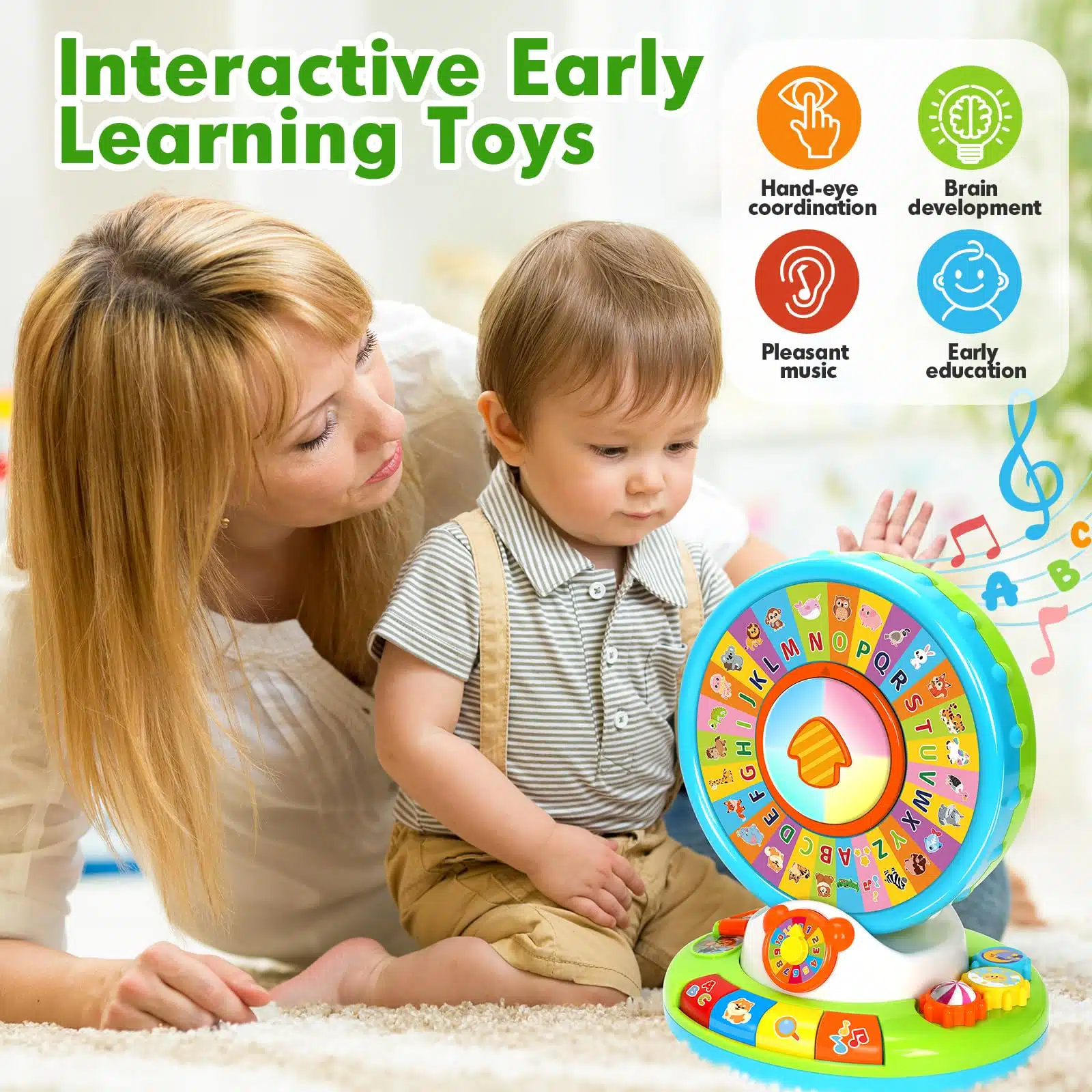 Montessori Baby Interactive Ferris Wheel Spin and Sing Alphabet Zoo Educational Toys for Kids Learning - Image 8