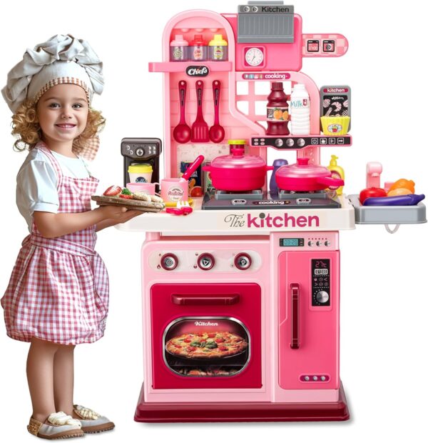Multifunction Kids Role Pretend Play Cooking Game Toys Lighting Music Kitchen Toy Set - Image 2