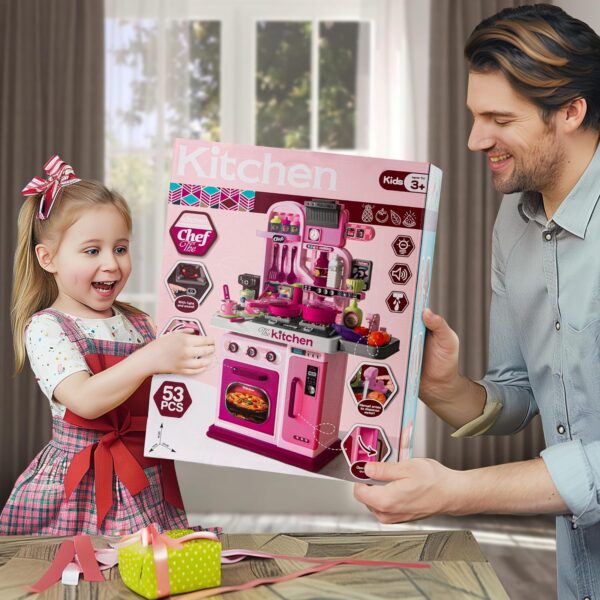 Multifunction Kids Role Pretend Play Cooking Game Toys Lighting Music Kitchen Toy Set - Image 4