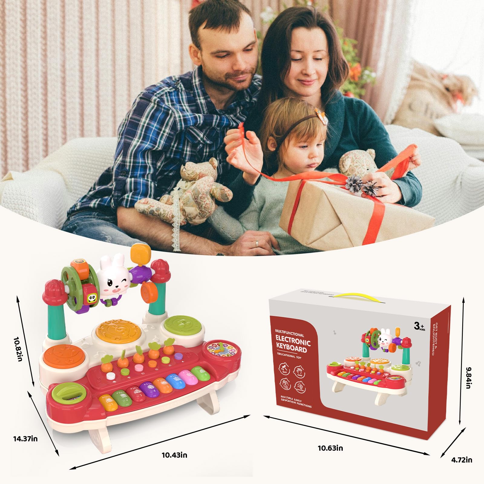 Musical Rabbit Piano Toy Early Education Instrument Plastic Animal Sound Electronic Piano Toy - Image 11