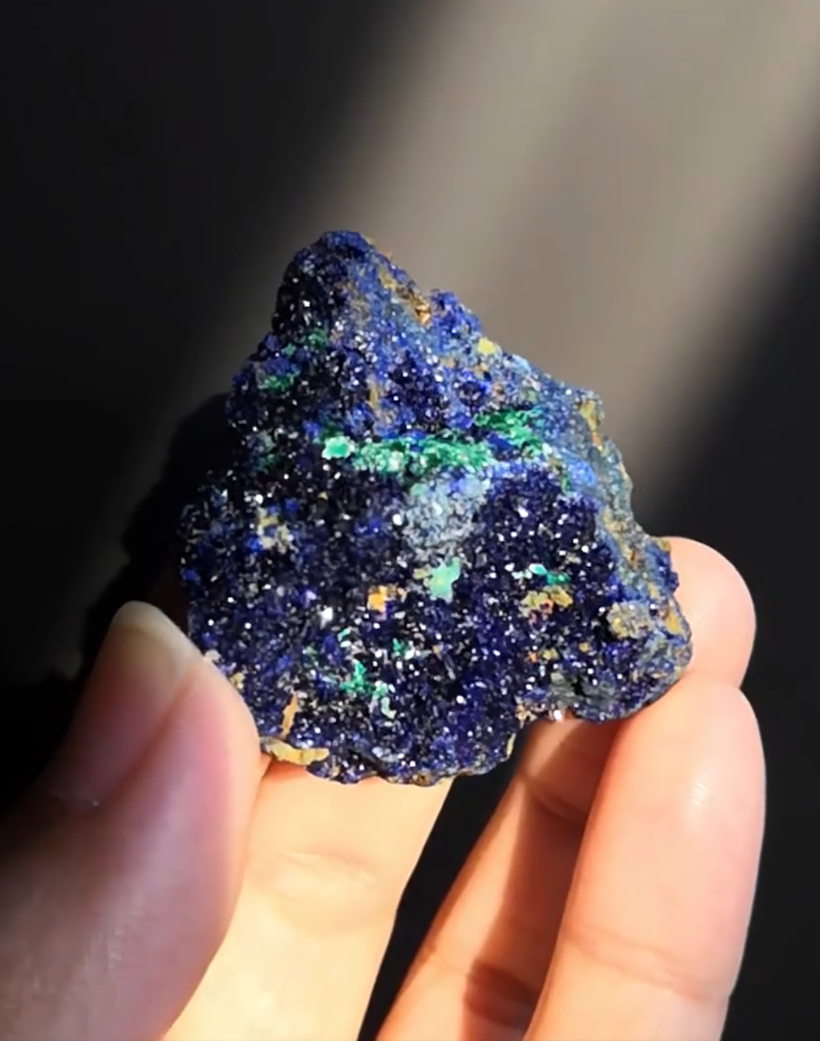 Natural Azurite Rough Stone Pendant with Cacholong Crystal - Image 2