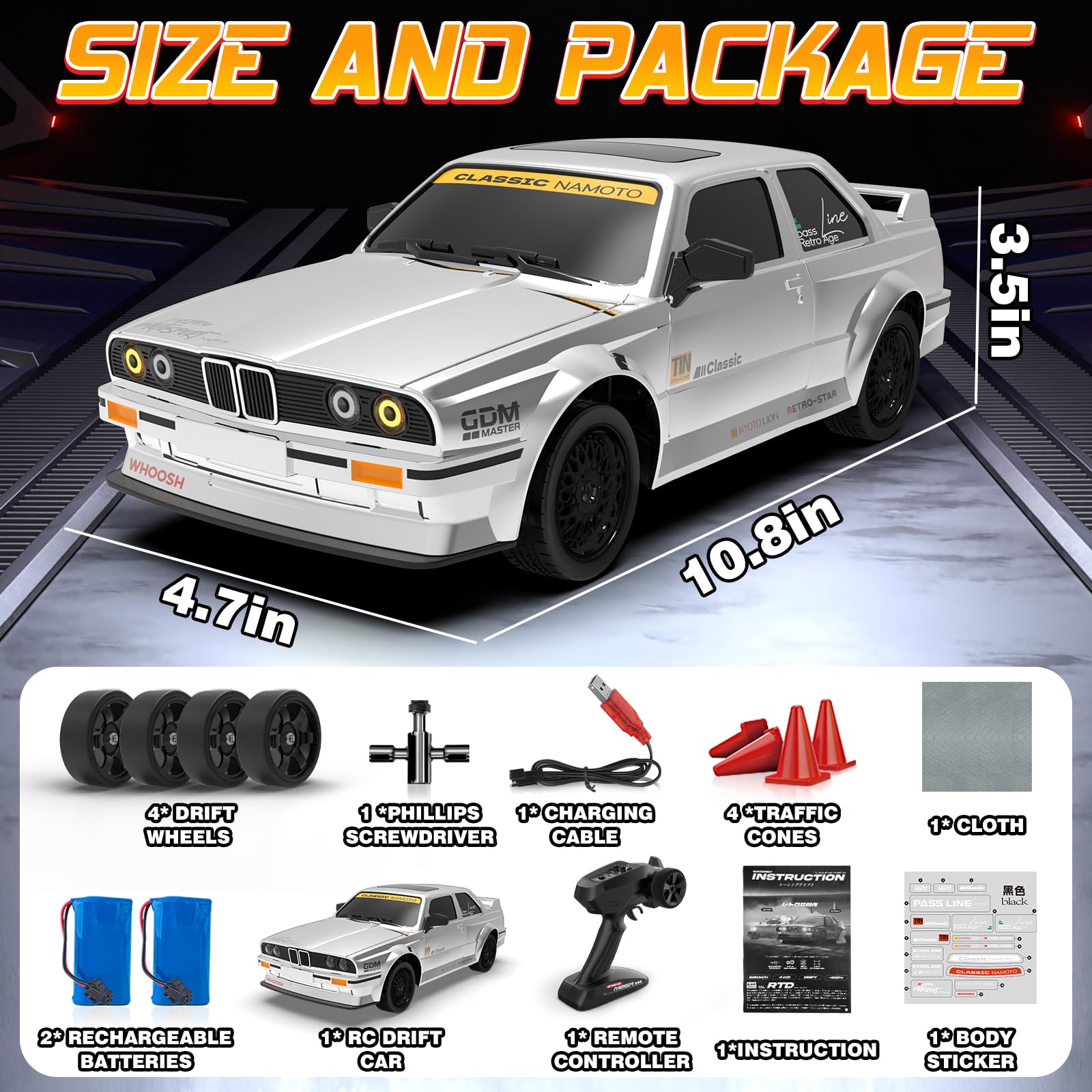 1:16 4WD 2.4GHz 50km/H High Speed Remote Control Drift Car with Gyro - Image 5
