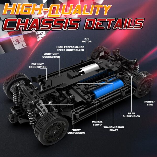 1:16 4WD 2.4GHz 50km/H High Speed Remote Control Drift Car with Gyro - Image 12