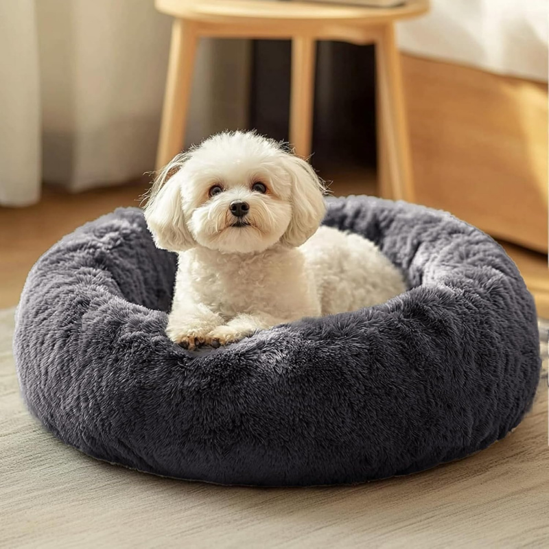Small Dog Bed, Calming Soft Anti-Anxiety Donut Cat Bed - Image 13