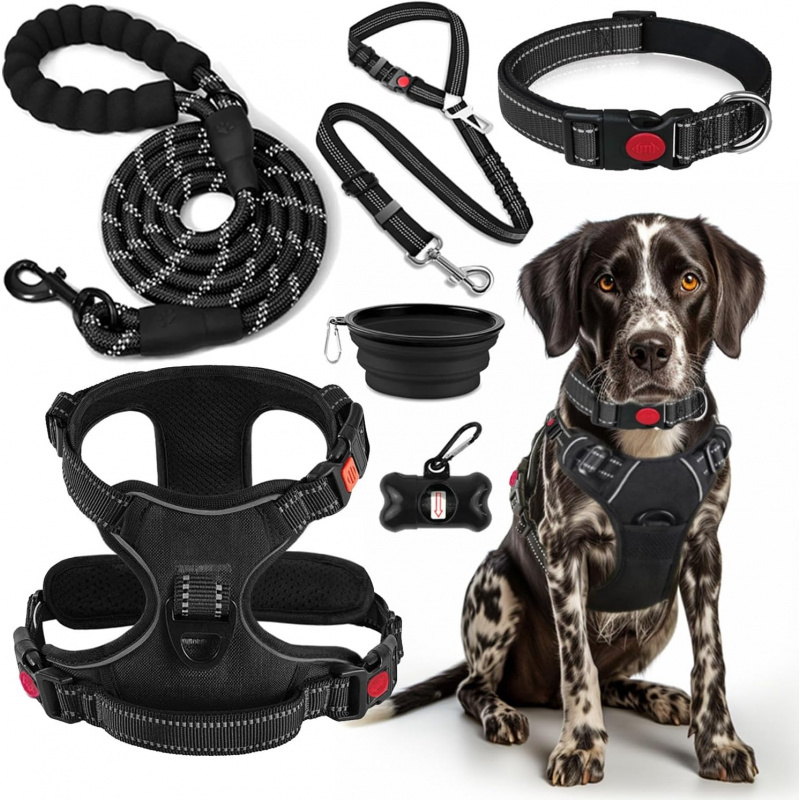 No Pull Dog Harness, Collar & Leash Set| Includes Dog Seat Belt - Image 5