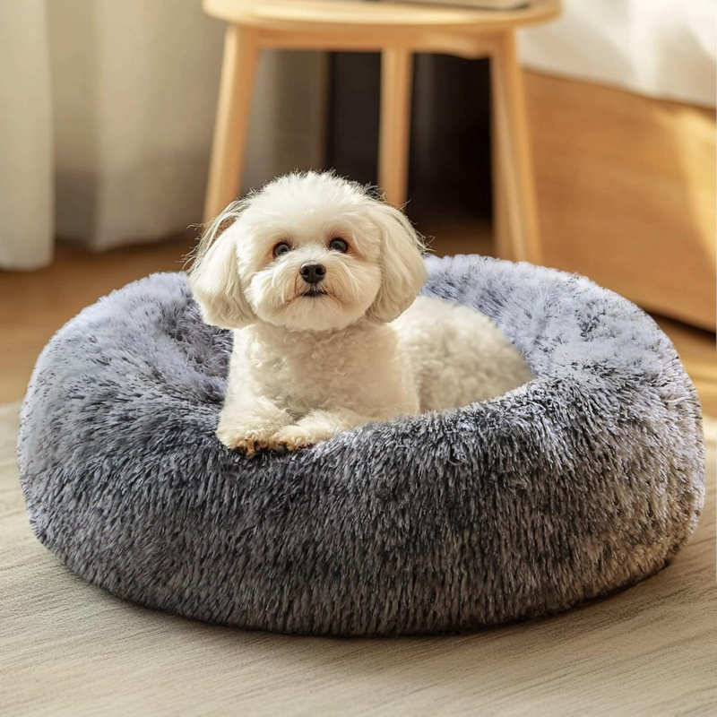 Small Dog Bed, Calming Soft Anti-Anxiety Donut Cat Bed - Image 12