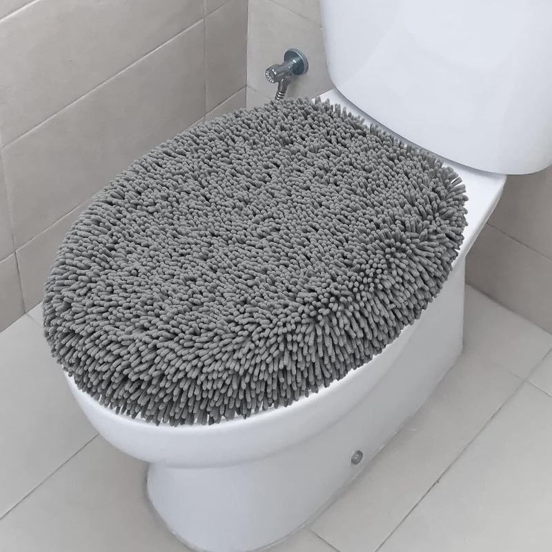 Shaggy Chenille Bathroom Toilet Lid Cover - Image 6