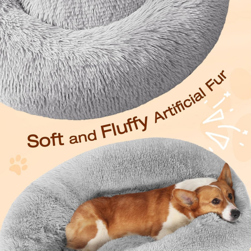 Small Dog Bed, Calming Soft Anti-Anxiety Donut Cat Bed - Image 10