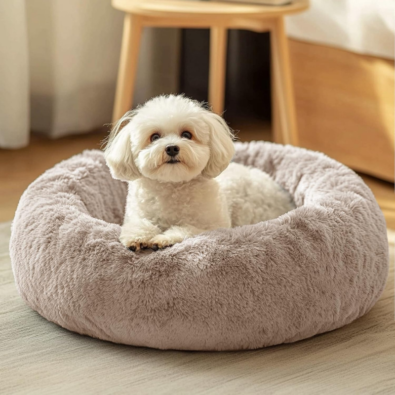 Small Dog Bed, Calming Soft Anti-Anxiety Donut Cat Bed - Image 8