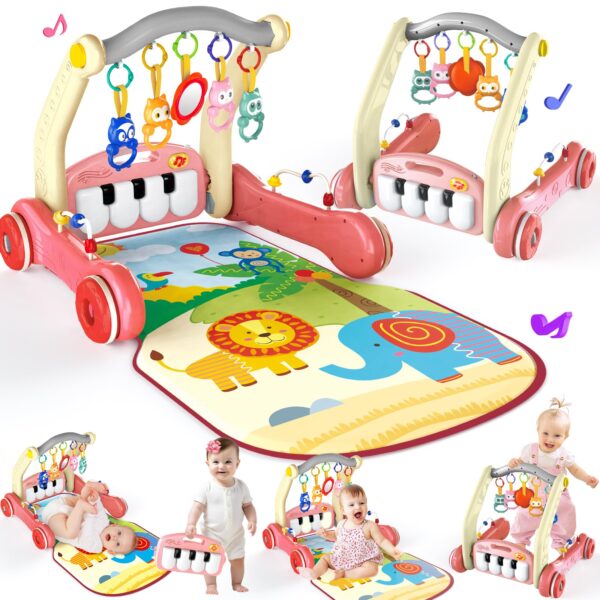 2 in 1 Multifunction Infant Activity Gym Adjustable Baby Walker Piano Fitness Play Mat Toy - Image 2