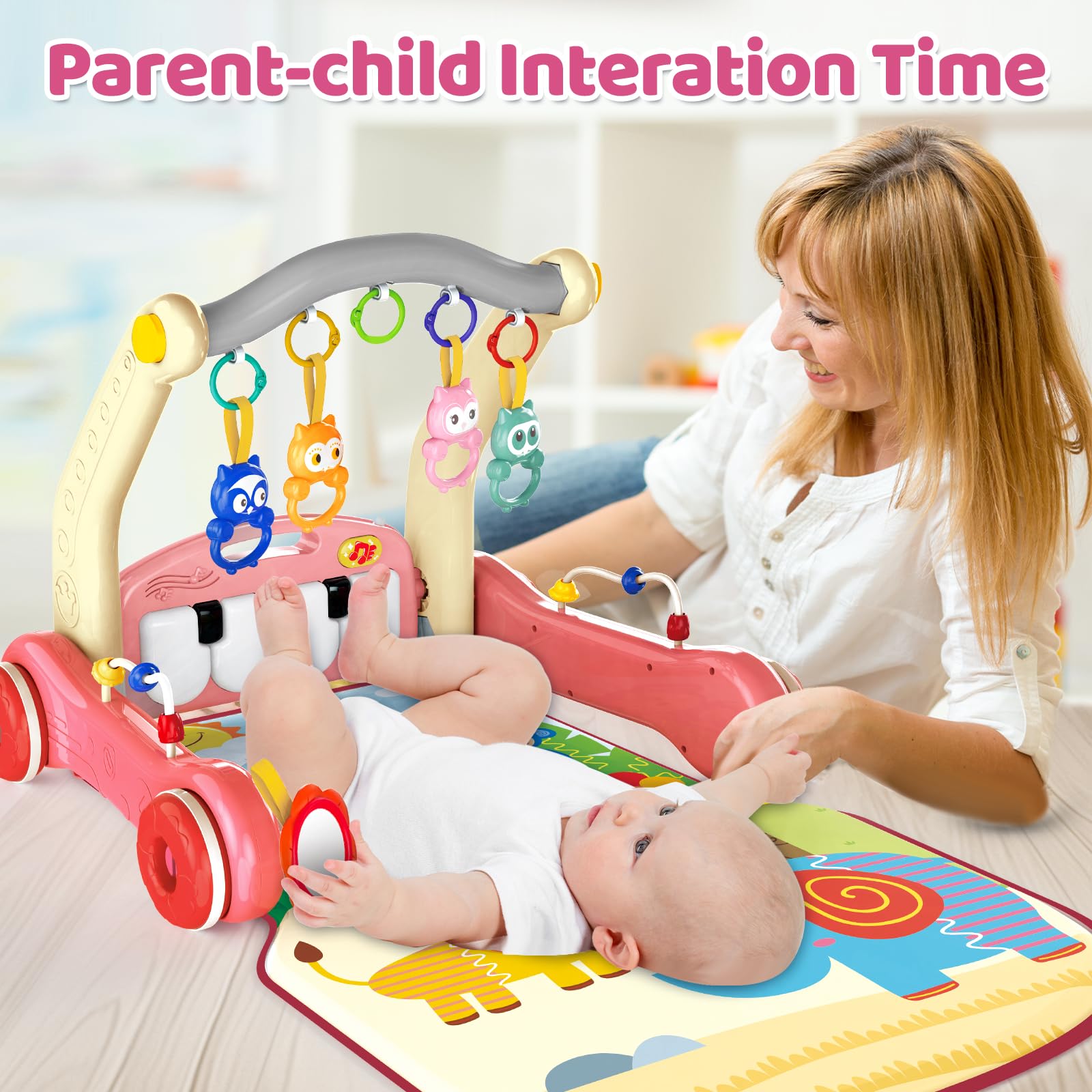 2 in 1 Multifunction Infant Activity Gym Adjustable Baby Walker Piano Fitness Play Mat Toy - Image 13