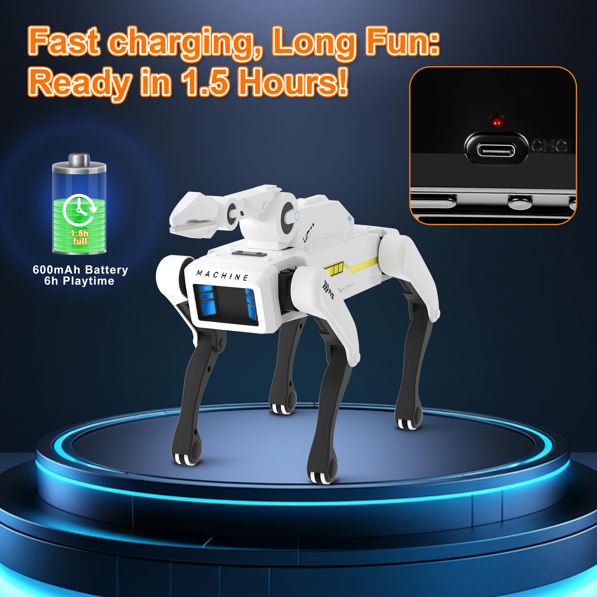 Interactive Robot Dog App-Enabled STEM Learning RC Fire Bullet Robot Dog Funny Multifunctional Smart Robotic Toy for Kids - Image 5