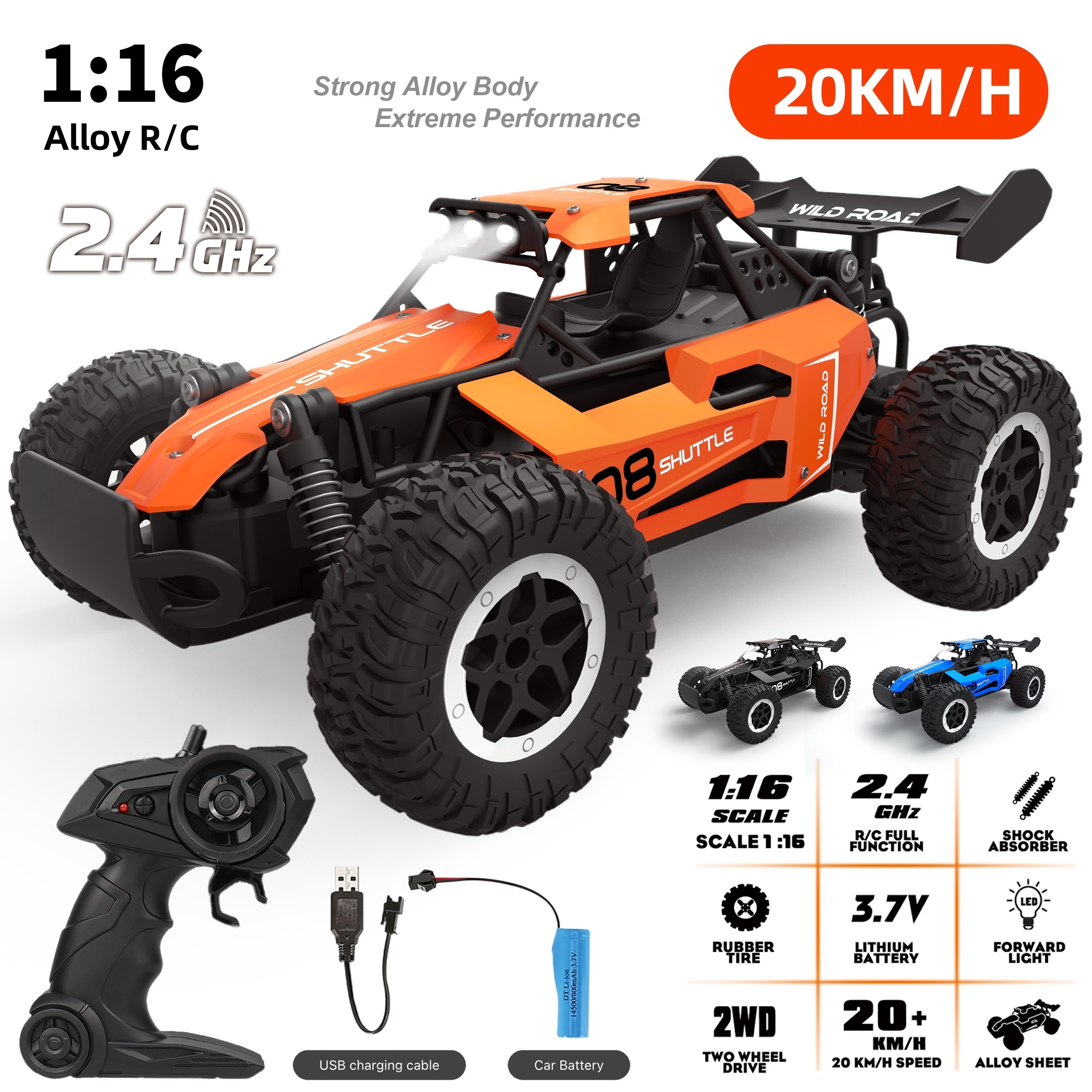 1:16 Cheap High-Speed Buggy Racing 2.4G Alloy 5CH Remote Control Off-road Toy Car - Image 20