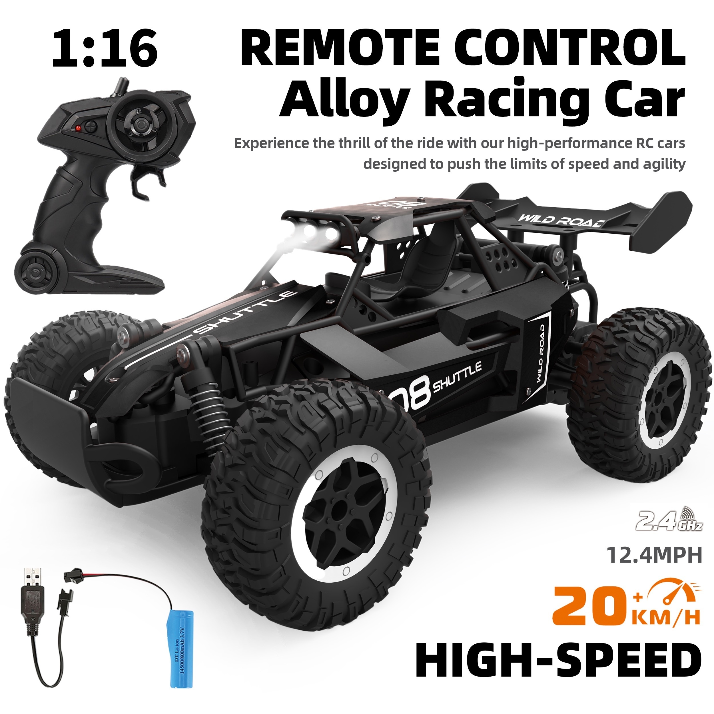 1:16 Cheap High-Speed Buggy Racing 2.4G Alloy 5CH Remote Control Off-road Toy Car - Image 17