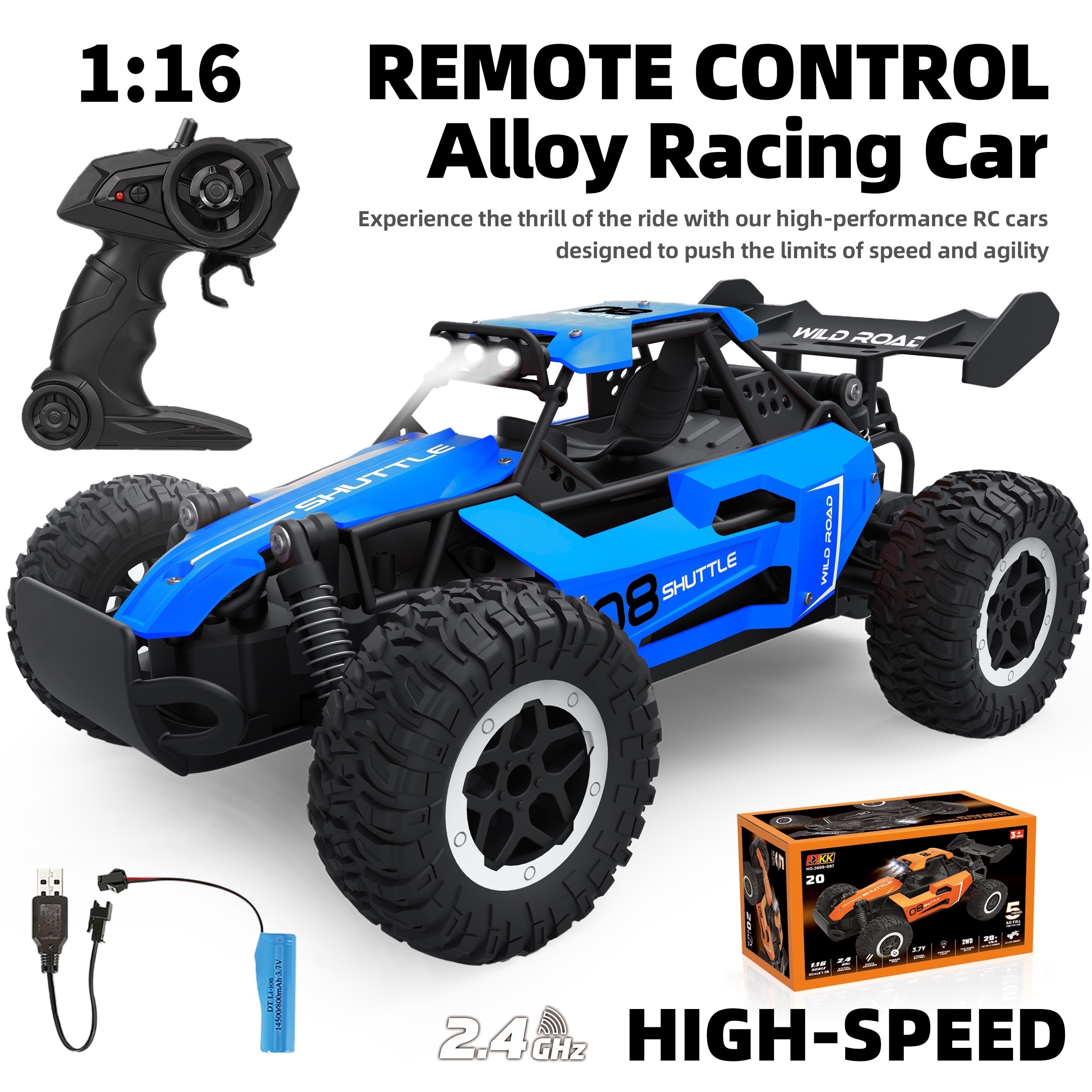 1:16 Cheap High-Speed Buggy Racing 2.4G Alloy 5CH Remote Control Off-road Toy Car - Image 14