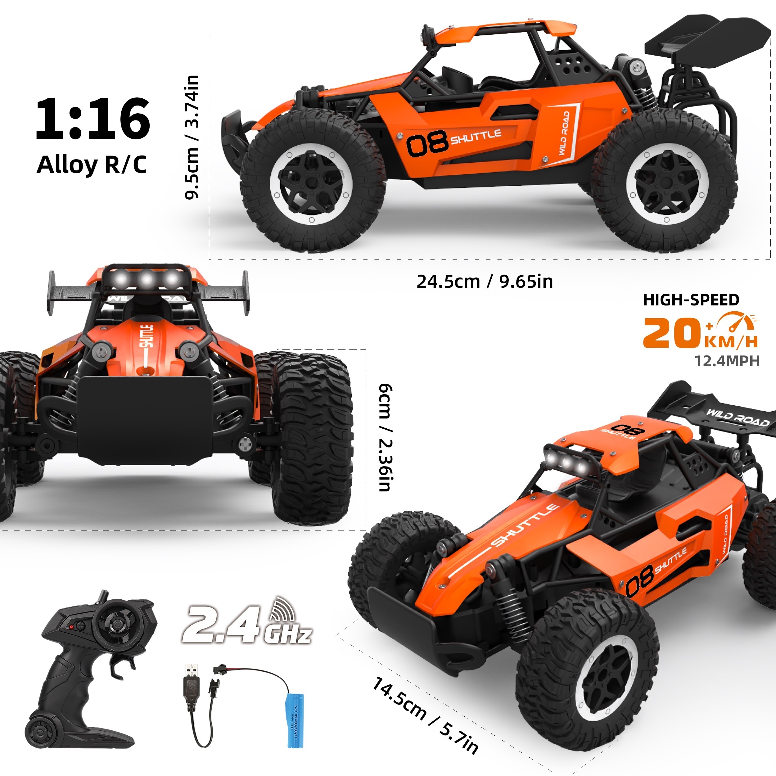 1:16 Cheap High-Speed Buggy Racing 2.4G Alloy 5CH Remote Control Off-road Toy Car - Image 11